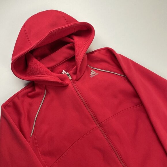 Adidas Climawarm Hooded Full Zip Jacket Women’s Size S Fleece Lined Pink - Picture 1 of 11